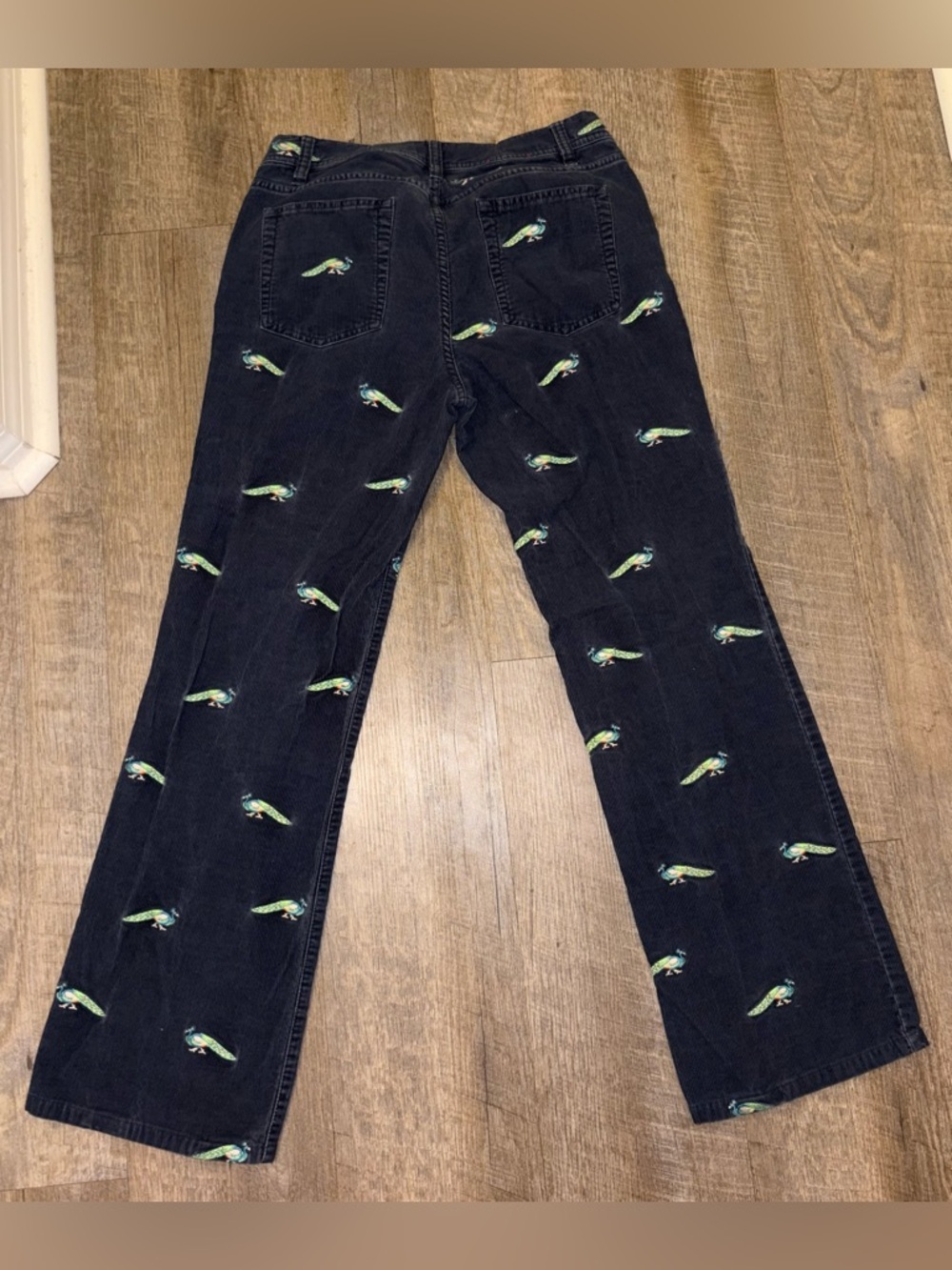 J Crew Navy Blue Corduroy Peacock-Embroidered Jeans - Picture 4 of 4